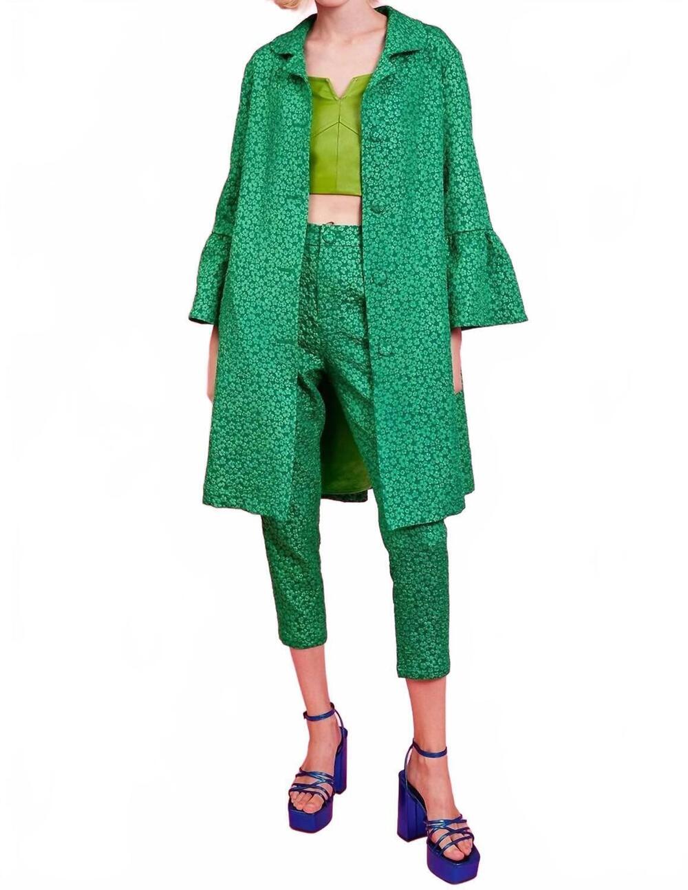 NEW JAYLEY embroidered trench coat in green